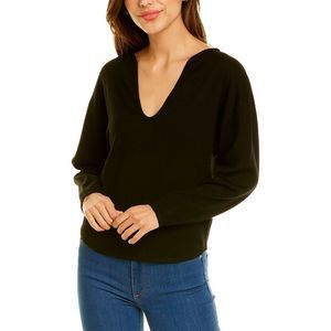 Modern Citizen Womens  Bree Scallop Wool Sweater, Black